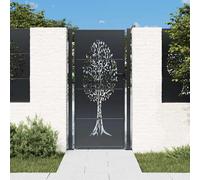 vidaXL Cancello Giardino Antracite 105x205 cm in Acciaio Design Albero, cancello, cancello in acciaio, cancello da esterno, cancello di sicurezza