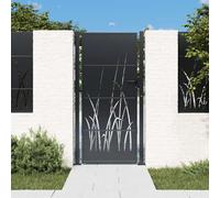 vidaXL Cancello Giardino Antracite 105x205 cm in Acciaio Design Erba, cancello, cancello in acciaio, cancello da esterno, cancello di sicurezza