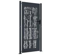 vidaXL Cancello Giardino Antracite 105x205 cm in Acciaio Design bambù, cancello, cancello in Acciaio, cancello da Esterno, cancello di Sicurezza