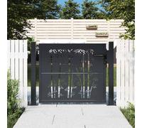 vidaXL Cancello Giardino Antracite 105x80 cm in Acciaio Design Bambù, cancello, cancello in acciaio, cancello da esterno, cancello di sicurezza