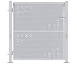 vidaXL Cancello da Giardino Argento 85 x 97 cm Acciaio Inossidabile, Cancello Giardino Sicuro, Barriera Moderna, Entrata Resistente, Divider È Rettangolare per Strutture Contemporanee