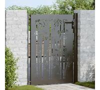 vidaXL Cancello da giardino, Cancello da Giardino 105x75 cm Design in Acciaio Corten e Bambù