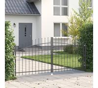 vidaXL Porta da giardino - Grigio con parte superiore in lama a doppio battente 100 x 300 cm acciaio