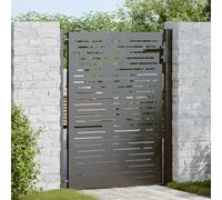 vidaXL Cancello da giardino con blocco Nero 110 x 155 cm, Elegante ingresso da giardino, cancello metallico moderno, decorazione outdoor resistente, barriera anti intemperie