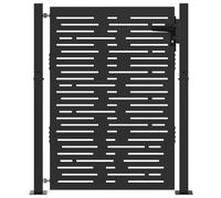 vidaXL Cancello da giardino con blocco Nero 110 x 155 cm, Elegante ingresso da giardino, cancello metallico moderno, decorazione outdoor resistente, barriera anti intemperie