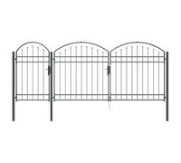 vidaXL Cancello da Giardino con Parte Superiore Arcuata Grigio, Insegna da Giardino Ad Arco, Sicurezza Moderna, Barriera Resistente e Accesso al Terrace, Installazione in Acciaio