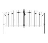 vidaXL Cancello da giardino con tetto a punta, doppio oscillante, grigio, 2,995 x 1,995 m, materiale in acciaio verniciato a polvere, moderno cancello d'ingresso, durevole e resistente ai raggi UV