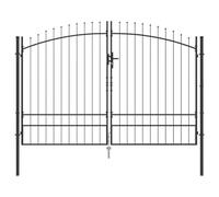 vidaXL Cancello da Giardino con Punta a Lancia Doppia Apertura Grigio 3 x 2m | Acciaio Rivestito in Polvere, Ideale per Ingressi, Resistente e Durevole, Protezione dai Raggi UV, Perfetto per Spazi E
