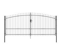 vidaXL Cancello da giardino con Spear Top doppio, orientabile, grigio, 4 x 1,75 m, materiale in acciaio, ingresso tradizionale, durevole e resistente ai raggi UV, perfetto per esterni