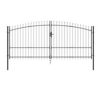 vidaXL Cancello da giardino con Spear Top doppio, orientabile, grigio, 4 x 1,75 m, materiale in acciaio, ingresso tradizionale, durevole e resistente ai raggi UV, perfetto per esterni