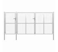 vidaXL Cancello per Giardino a Rete con Serratura e Maniglie Stabile Durevole Ingresso Porta Recinzione in Acciaio Zincato 400x150 cm Argento