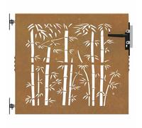vidaXL Cancello da Giardino 85x100 cm in Acciaio Corten Design Bambù, cancello in metallo, cancello da giardino anteriore, cancello da giardino con serratura