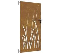 vidaXL Cancello da Giardino 85x200 cm in Acciaio Corten Design Erba, cancello in Metallo, cancello da Giardino Anteriore, cancello da Giardino con Serratura