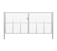 vidaXL Cancello per Giardino a Rete con Serratura e Maniglie Stabile Durevole Ingresso Porta Recinzione in Acciaio Zincato 415x225 cm Argento