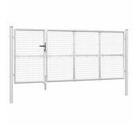 vidaXL Cancello da Giardino in Rete Argento 350x125 cm in Acciaio Zincato