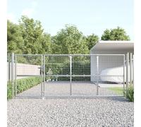vidaXL Cancello da Giardino in Rete Argento 350x175 cm Acciaio Zincato