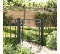 vidaXL Cancello da Giardino in Rete di Acciaio Zincato 100x75 cm Grigio