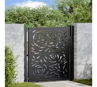vidaXL Cancello da giardino 105x106 cm Nero in acciaio con design a fiamma