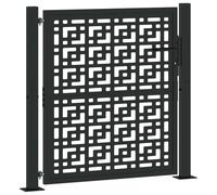vidaXL Cancello Giardino Nero 105x106 cm in Acciaio Design a Croce, cancello della Recinzione, cancello Esterno, cancello del Metallo
