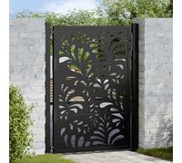 vidaXL Cancello Giardino Nero 100x125 cm in Acciaio Design Ondulato, cancello della Recinzione, cancello Esterno, cancello del Metallo