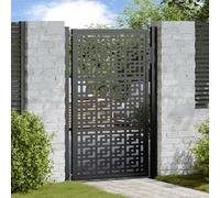 vidaXL Cancello da giardino 105x155 cm in acciaio nero design a croce
