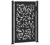 vidaXL Cancello da giardino 105x155 cm in acciaio Nero design a fiamma