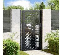 vidaXL Cancello da giardino nero 100x175 cm in acciaio con design a croce