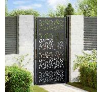 vidaXL Cancello da giardino nero 100x175 cm in acciaio con design a foglia