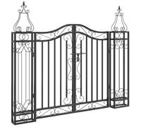 vidaXL Cancello da Giardino Nero 121x8x100 cm in Ferro Battuto, cancello in Ferro battuto, cancello, cancello in Ferro