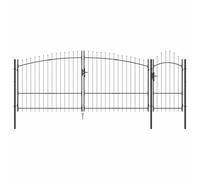 vidaXL Cancello da Giardino Woerden Grigio 150 x 400 cm Acciaio, Cancello da Giardino Moderno, Rettangolare, in Acciaio Resistente, Rivestito, Barriera Esterna per Sicurezza