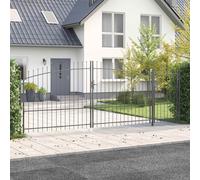 vidaXL Cancello da Giardino con Punta a Lancia 175 x 500 cm in Acciaio Rivestito a Polvere, Resistente alle Intemperie, Antiruggine, per Esterno, con Serrature a Cerniera. Stile Moderno, Barriera d'
