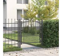 vidaXL Cancello per recinzioni con punte grigie, 100 x 100 cm, sicurezza da giardino, cancello in acciaio resistente, barriera esterna rettangolare, recinzione moderna e pratica