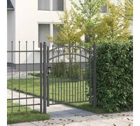 vidaXL Cancello della Recinzione con Punte Grigio 125 x 100 cm, Cancello da Giardino e terrazza ad Arco, barriera Moderna in Acciaio con spuntoni, Sicurezza Esterna e recinto duraturo per Patio