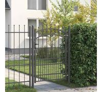 vidaXL Cancello della Recinzione con Punte Grigio 170 x 100 cm, Cancello da Giardino e terrazza ad Arco, barriera Moderna in Acciaio con spuntoni, Sicurezza Esterna e recinto duraturo per Patio