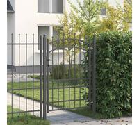 vidaXL Cancello della Recinzione con Punte Grigio 170 x 100 cm, Giardino e terrazza, Rettangolare, cancello Moderno, cancello Esterno, Serratura a Chiave, barriera di Sicurezza, Patio Decorativo