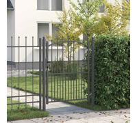 vidaXL Cancello della Recinzione con Punte Grigio 150 x 100 cm, Sicurezza per Il Giardino, cancello in Acciaio Robusto, barriera Rettangolare, Stile Moderno e conveniente