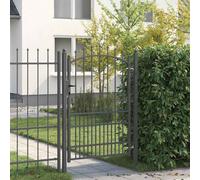 vidaXL Cancello per recinzioni con punte grigie, 170 x 100 cm, sicurezza da giardino, cancello in acciaio resistente, barriera esterna rettangolare, recinzione moderna e pratica