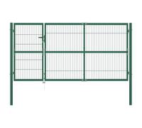 vidaXL Cancello di Recinzione con Paletti Verde in Acciaio Recinto da Giardino
