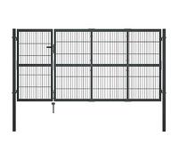 vidaXL Cancello di Recinzione con Pali Robusto Classico Antiruggine Recinto da Giardino Ingresso in Acciaio Verniciato 350x120 cm Antracite