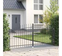 vidaXL Porta da giardino - Grigio con parte superiore in lama a doppio battente 100 x 300 cm acciaio