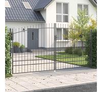vidaXL Porta da Giardino a Doppio Battente con Punta a Lancia in Charcoal 4 x 2m | in Acciaio, Perfetta per Ingressi Tradizionali, Durevole e Resistente ai UV, Ideale per Spazi Esterni, Sicurezza in