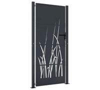 vidaXL Cancello Giardino Antracite 105x205 cm in Acciaio Design Erba, cancello, cancello in acciaio, cancello da esterno, cancello di sicurezza