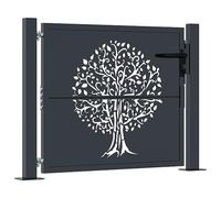 vidaXL Cancello Giardino Antracite 105x105 cm in Acciaio Design Albero, cancello, cancello in Acciaio, cancello da Esterno, cancello di Sicurezza