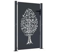 vidaXL Cancello Giardino Antracite 105x130 cm in Acciaio Design Albero, cancello, cancello in Acciaio, cancello da Esterno, cancello di Sicurezza