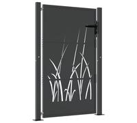 vidaXL Cancello Giardino Antracite 105x130 cm in Acciaio Design Erba, cancello, cancello in acciaio, cancello da esterno, cancello di sicurezza