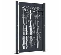 vidaXL Cancello Giardino Antracite 105x155 cm in Acciaio Design Bambù, cancello, cancello in acciaio, cancello da esterno, cancello di sicurezza