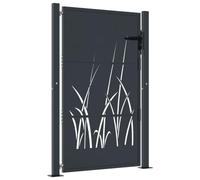 vidaXL Cancello Giardino Antracite 105x155 cm in Acciaio Design Erba, cancello, cancello in acciaio, cancello da esterno, cancello di sicurezza