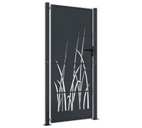 vidaXL Cancello Giardino Antracite 105x180 cm in Acciaio Design Erba, cancello, cancello in Acciaio, cancello da Esterno, cancello di Sicurezza