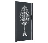 vidaXL Cancello Giardino Antracite 105x205 cm in Acciaio Design Albero, cancello, cancello in acciaio, cancello da esterno, cancello di sicurezza