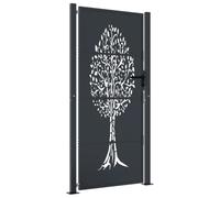 vidaXL Cancello Giardino Antracite 105x205 cm in Acciaio Design Albero, cancello, cancello in acciaio, cancello da esterno, cancello di sicurezza
